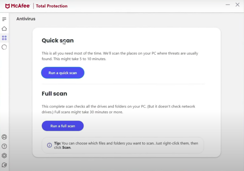 McAfee screenshot - 10 beste anti-malwaresoftware voor cyberbeveiliging in 2026