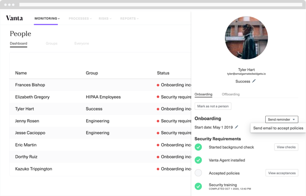 Vanta screenshot - Een CTO’s gids voor 10 OneTrust-alternatieven