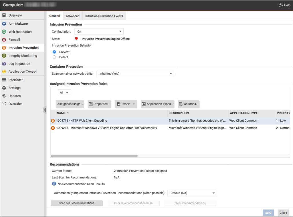Trend Micro Intrusion Prevention (IPS) screenshot - Gids voor de 10 beste softwareoplossingen voor inbraakpreventie van 2026