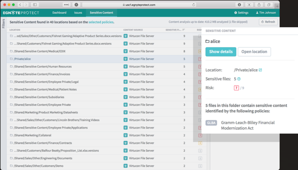 Egnyte screenshot - De 10 beste tools voor databeheer van 2026