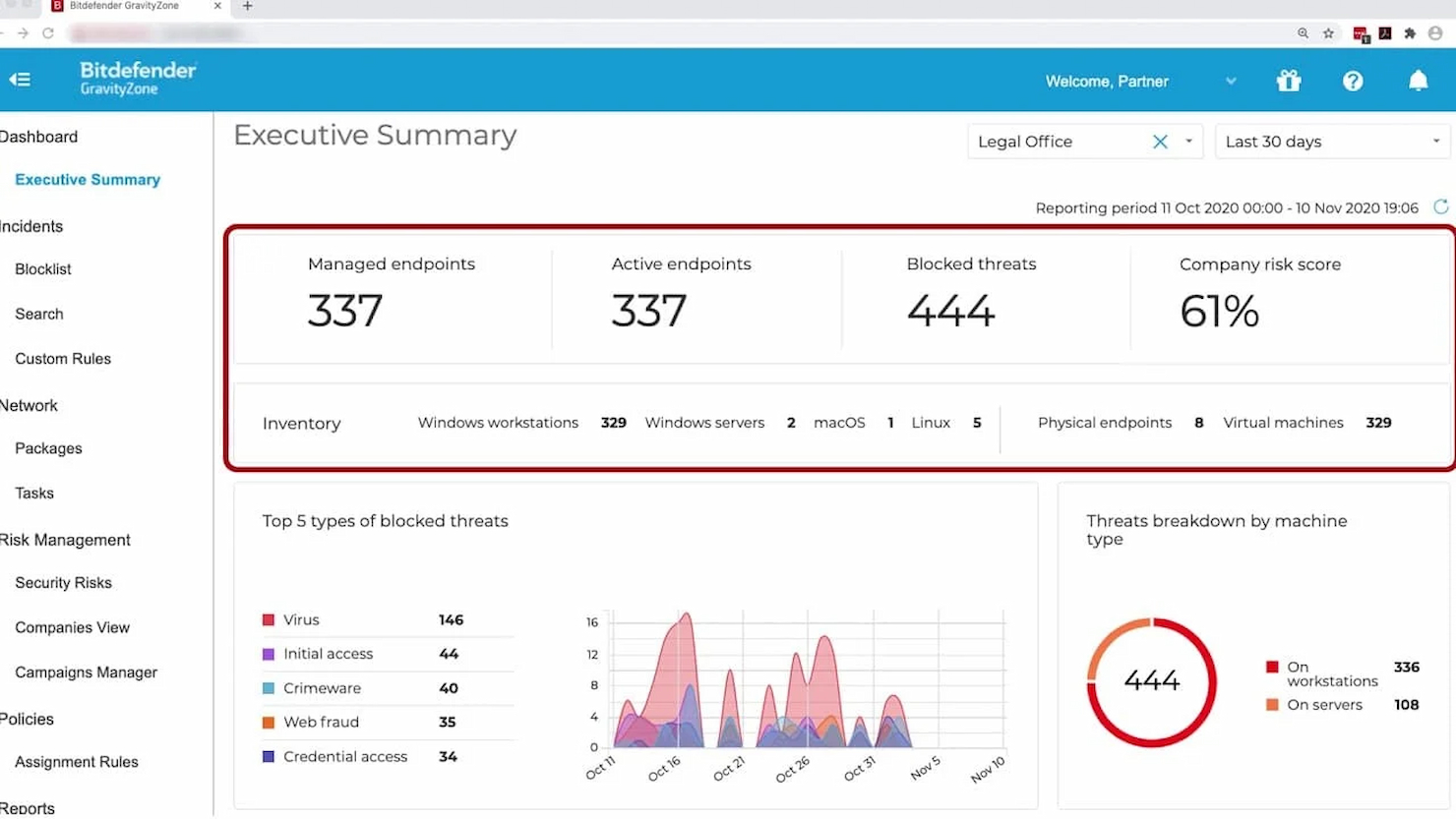 Bitdefender GravityZone screenshot - 10 Beste Endpointbeveiligingssoftware van 2026
