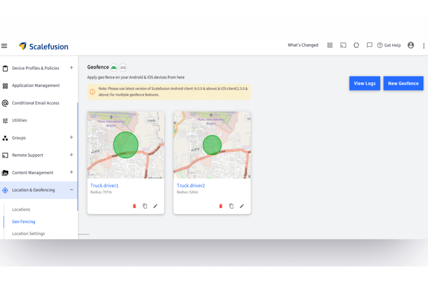 Scalefusion screenshot - De toekomst in kaart gebracht: de 10 beste geofencingsoftware van 2026