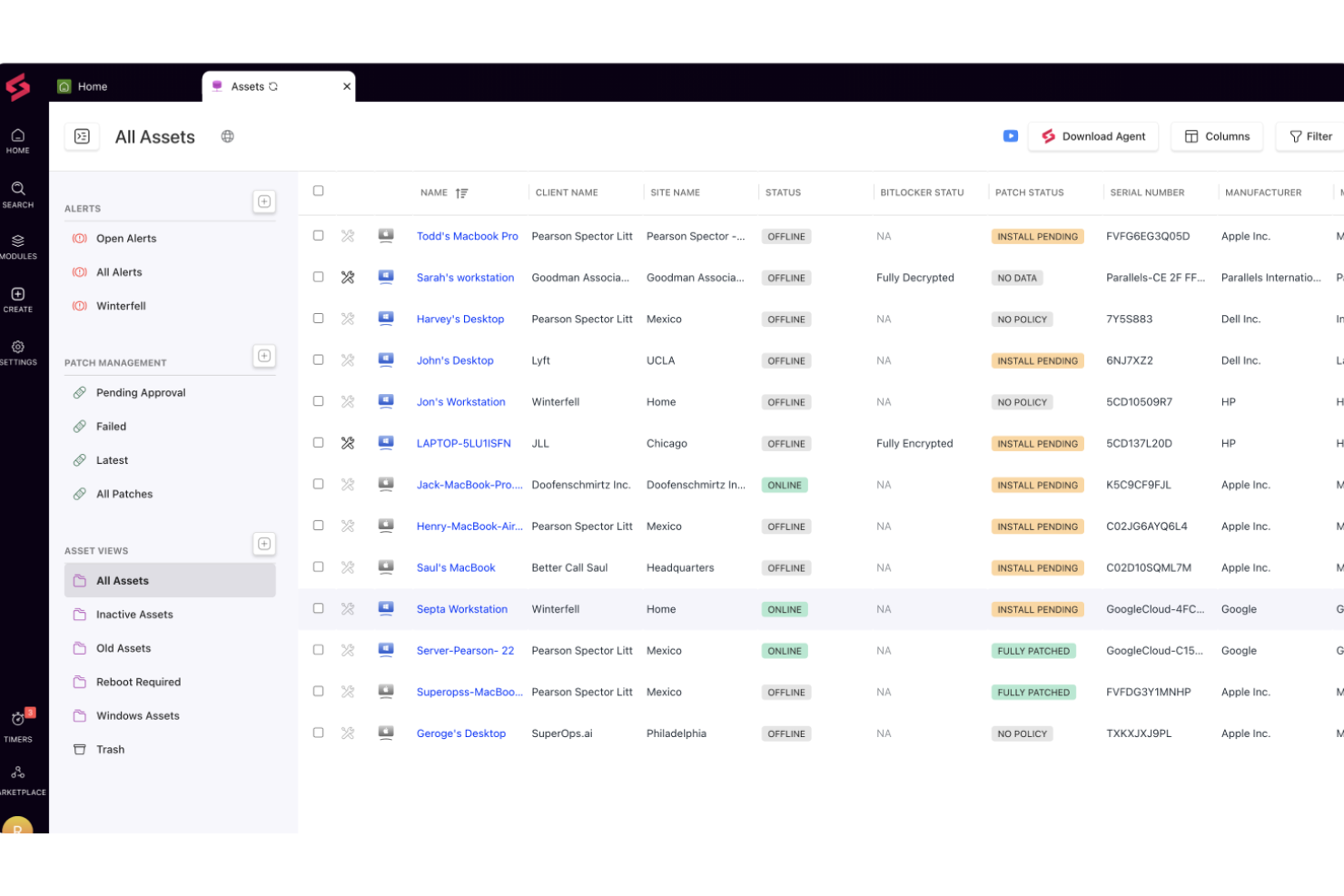 SuperOps screenshot - Gids voor CTO’s over de 25 beste software voor IT-assetbeheer