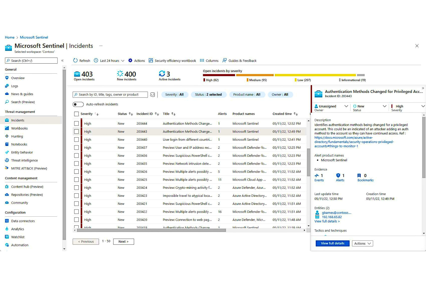 Microsoft Azure Sentinel screenshot - 10 Beste SIEM-tools beoordeeld in 2026