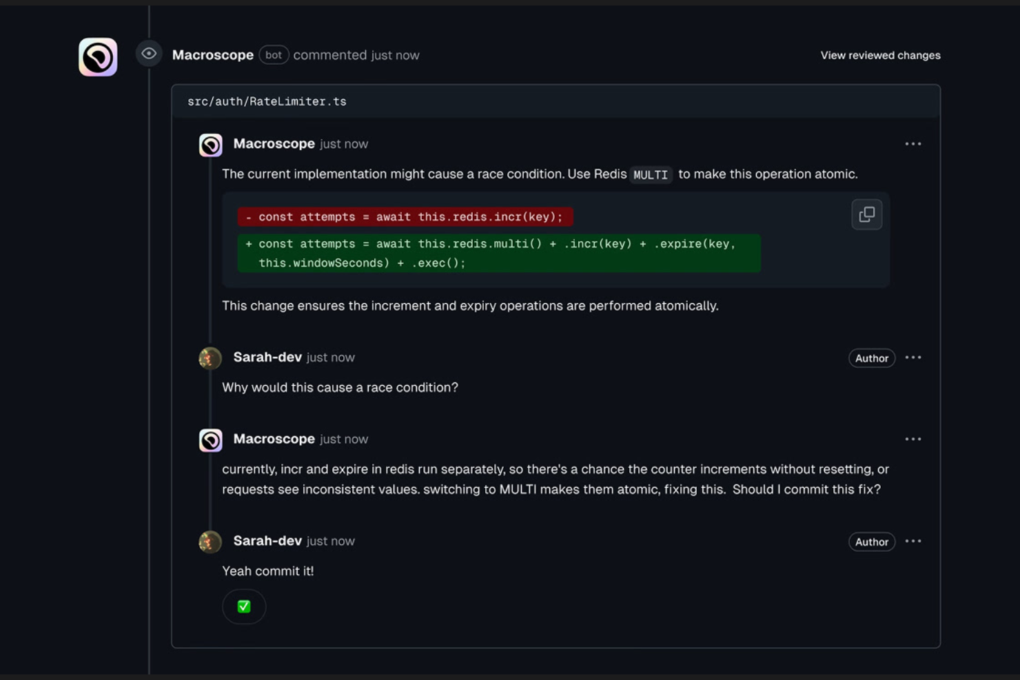 Macroscope screenshot - 10 beste AI-tools voor codebeoordeling in 2026