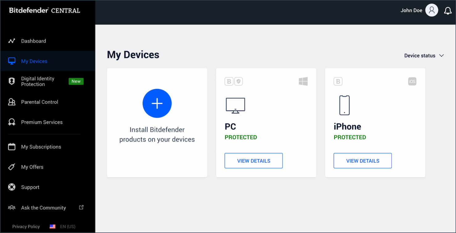 Bitdefender Antivirus Plus screenshot - 10 beste antivirussoftware van 2026