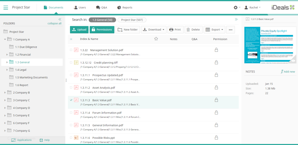Ideals Virtual Data Room screenshot - 10 beste software voor gegevensvirtualisatie voor 2026