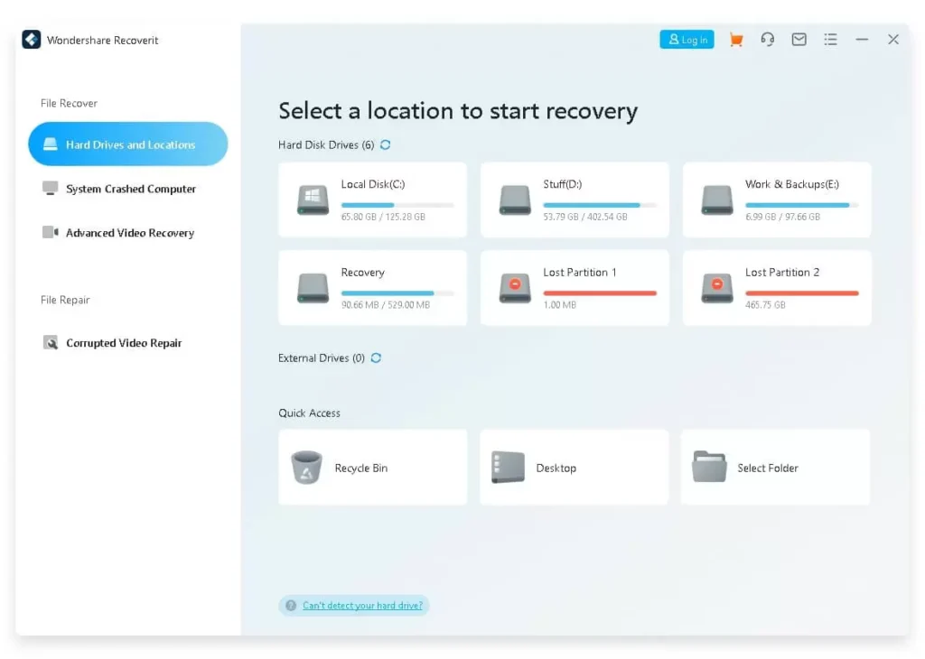 Wondershare Recoverit screenshot - Top 10 software voor gegevensherstel uitgelegd