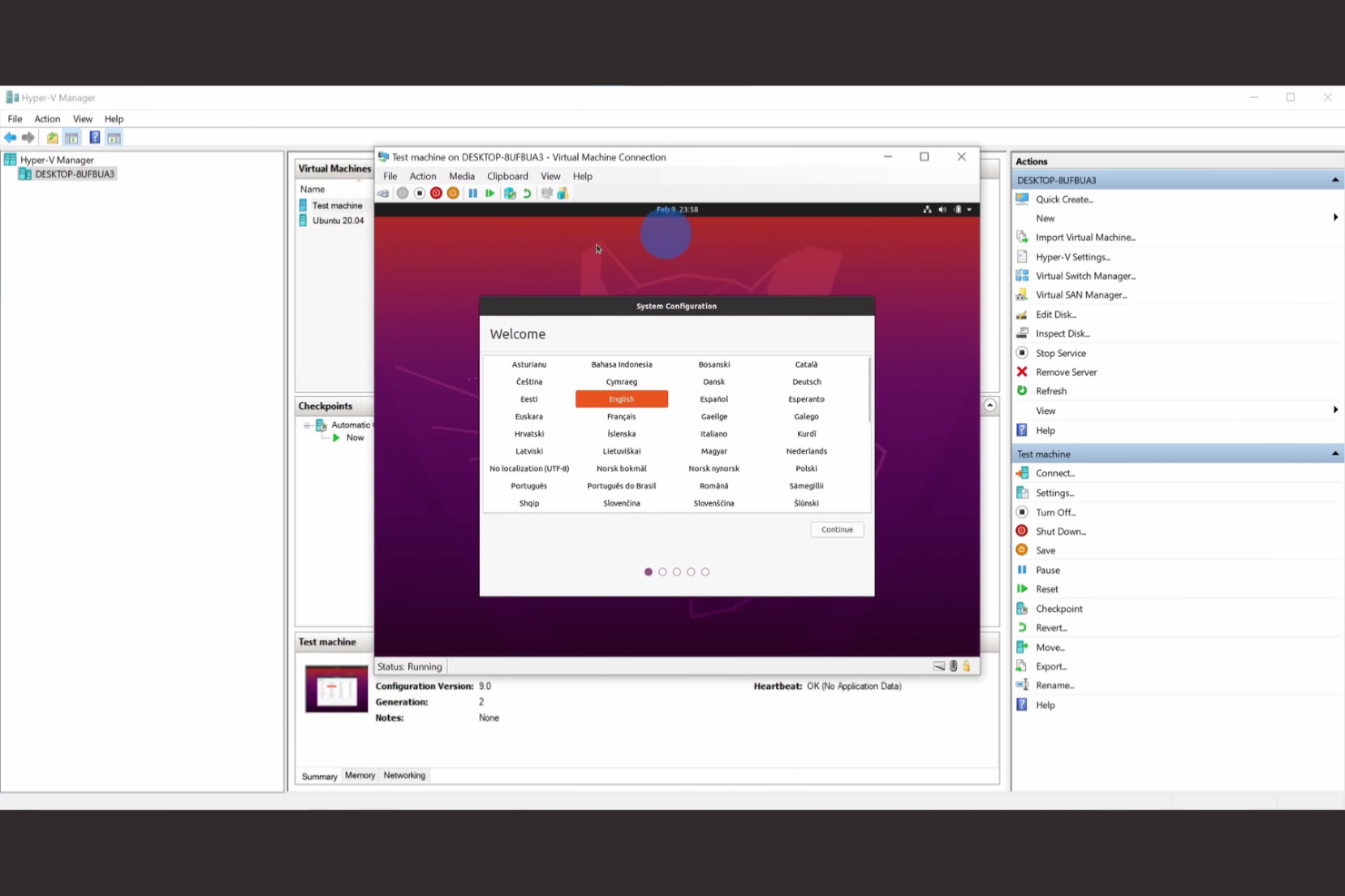 Microsoft Hyper-V screenshot - 10 beste gratis software voor virtuele machines beoordeeld in 2026