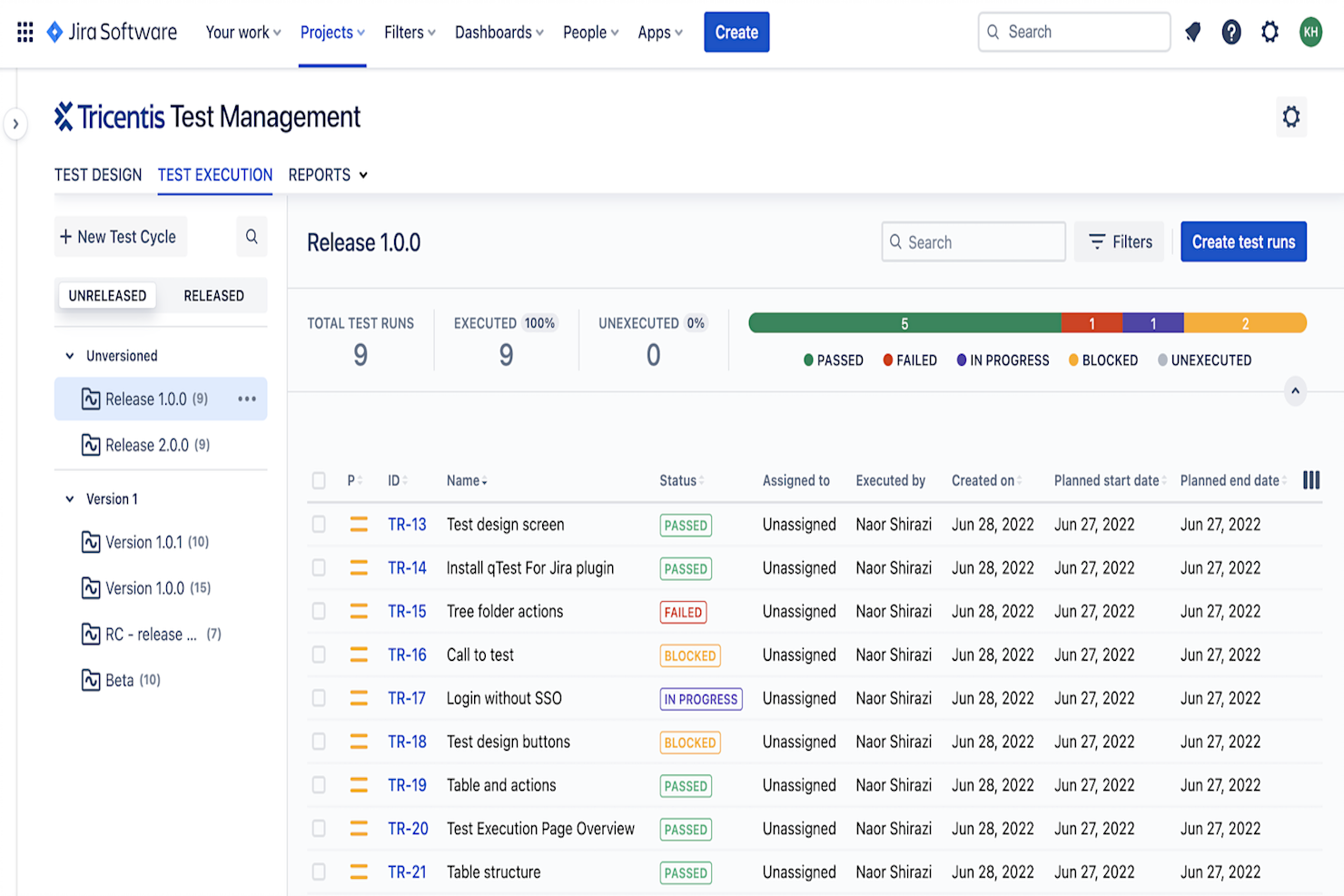 Tricentis Test Management screenshot - 10 beste testmanagementtools voor Jira in 2026