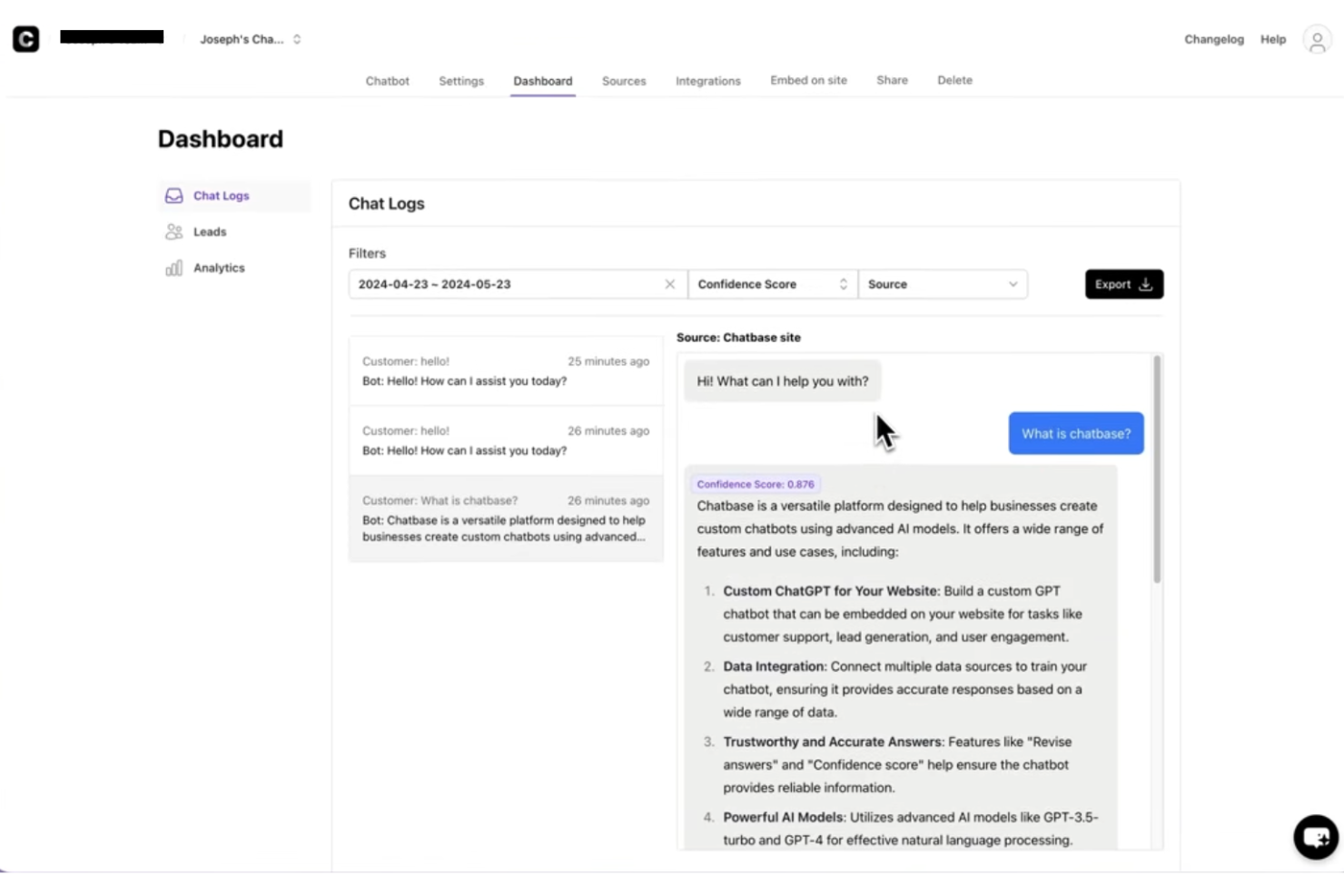 Chatbase screenshot - 10 beste helpdesksoftware voor ondernemingen beoordeeld in 2026