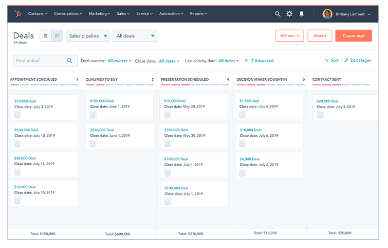 HubSpot Sales Hub screenshot - 10 Beste software voor conversationele intelligentie in 2026