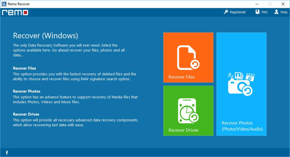 Remo screenshot - Top 10 software voor gegevensherstel uitgelegd