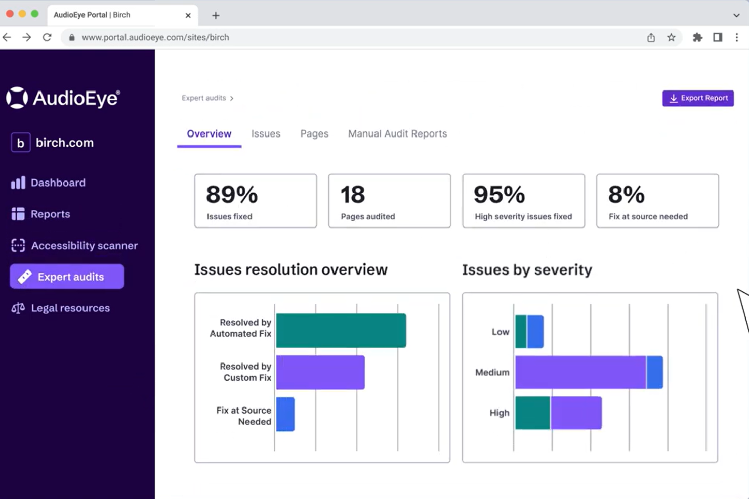 AudioEye screenshot - 10 beste tools voor het testen van websitetoegankelijkheid voor 2026