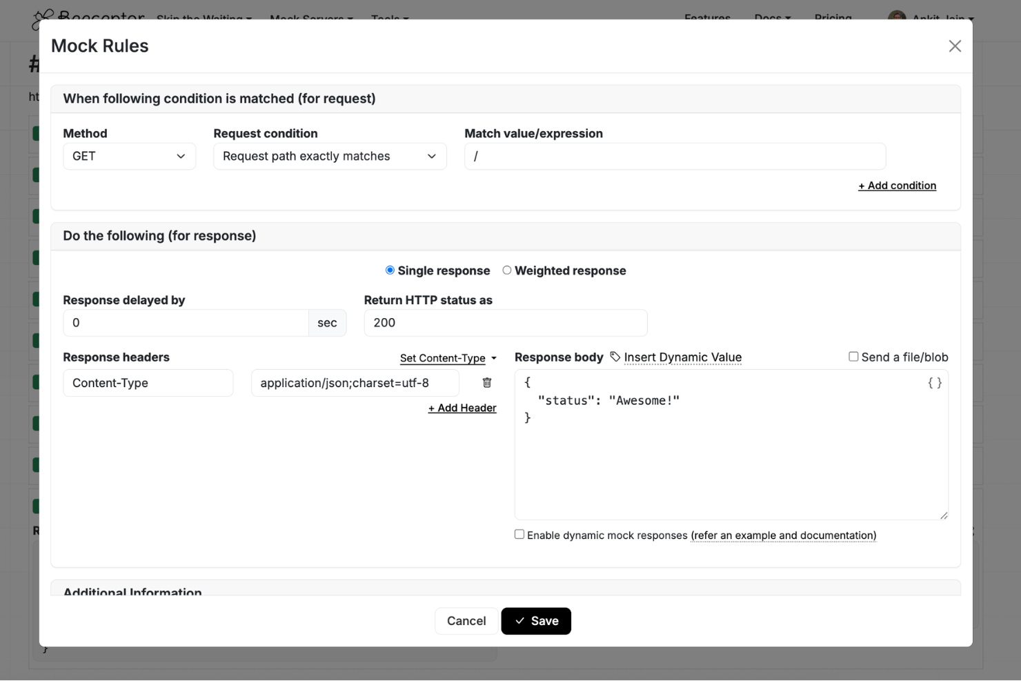 Beeceptor screenshot - 10 beste tools voor servicevirtualisatie in 2026