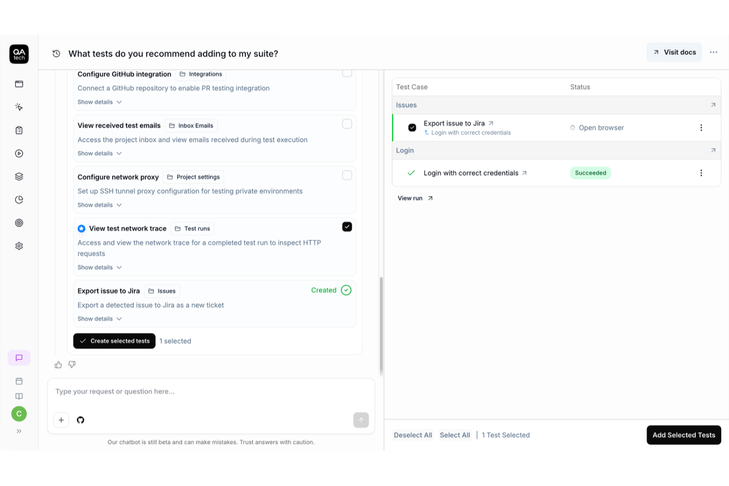QA.tech screenshot - 10 beste tools voor het testen van webapplicaties, beoordeeld voor 2026