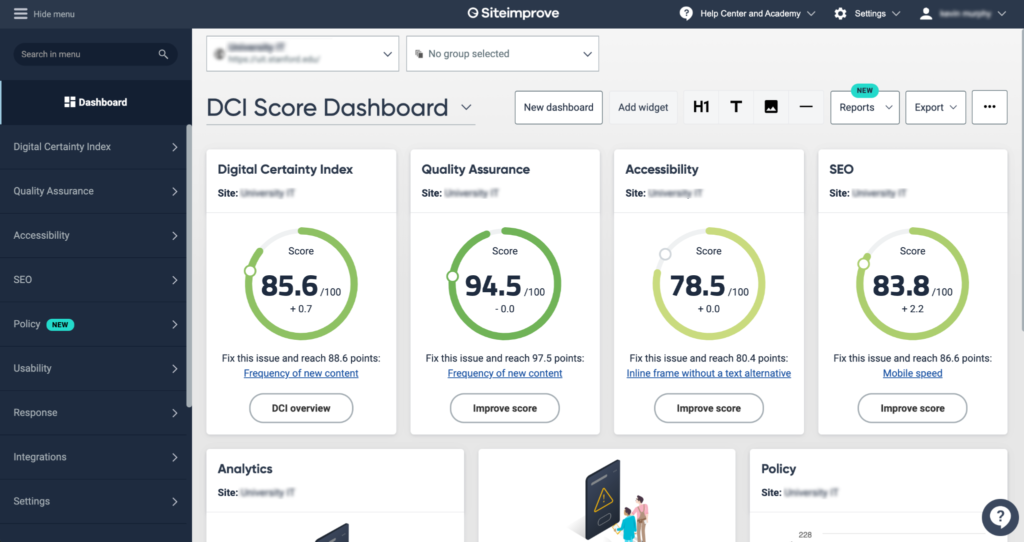 Siteimprove screenshot - 10 beste tools voor het testen van webtoegankelijkheid in 2026
