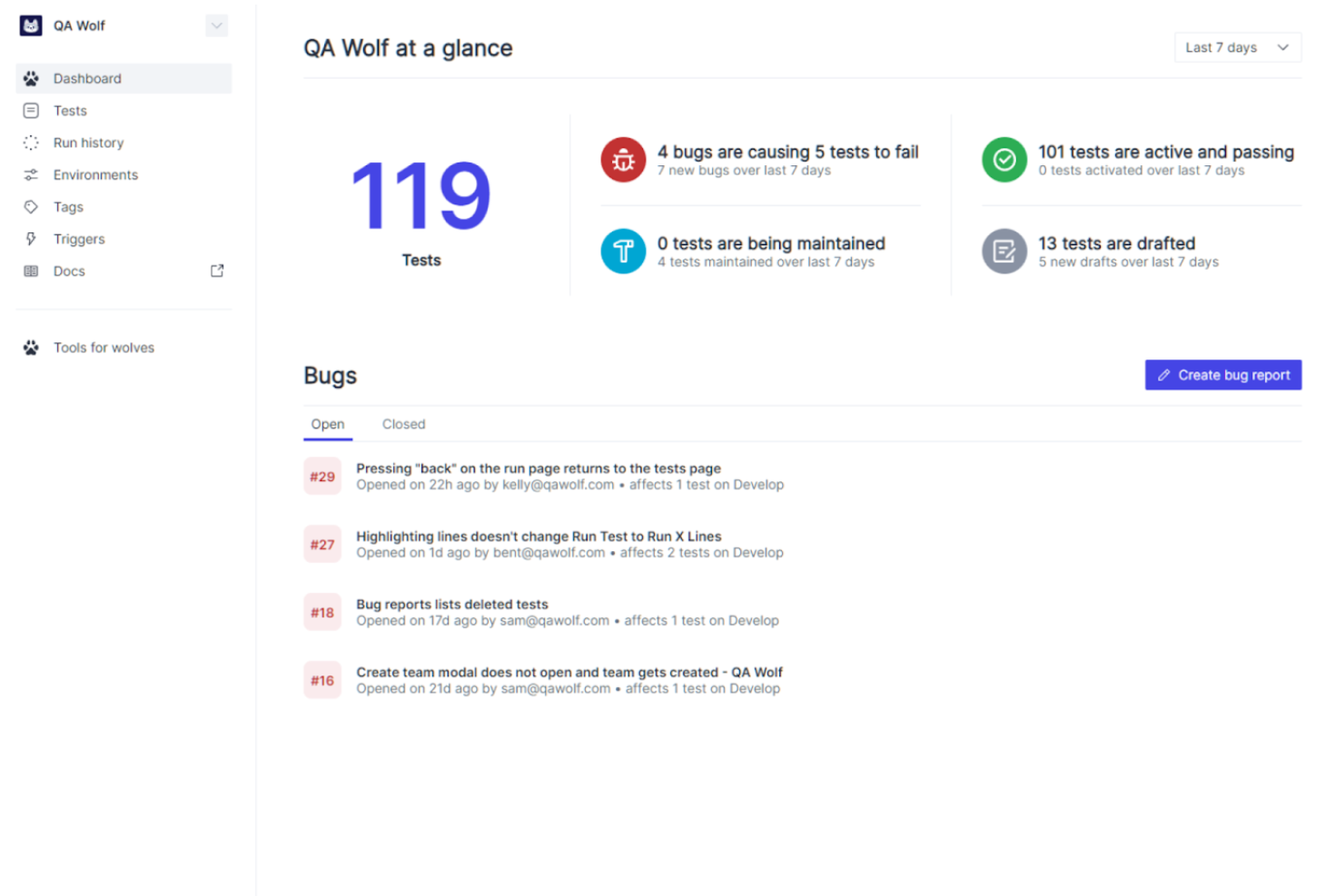 QA Wolf screenshot - 10 beste software voor prestatietests beoordeeld in 2026