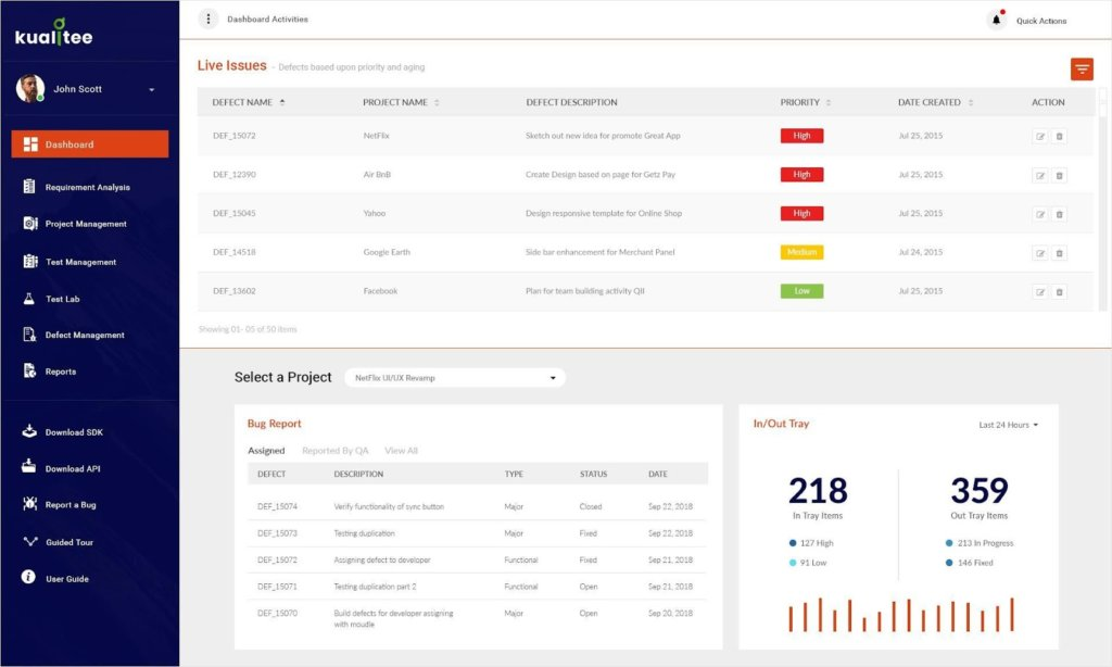 Kualitee screenshot - 10 Beste tools voor defectregistratie beoordeeld in 2026