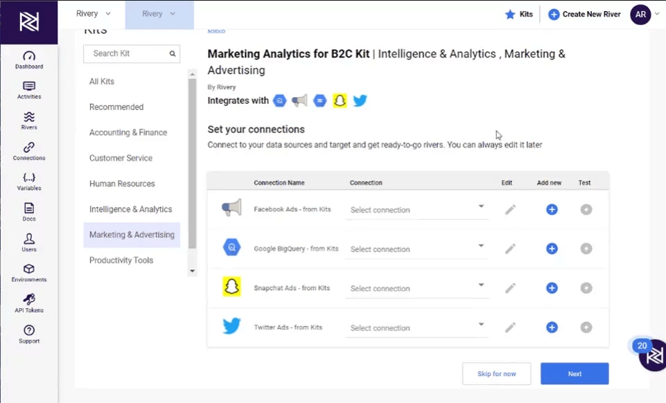 Rivery screenshot - 10 beste automatiseringstools voor ETL-testen beoordeeld in 2026