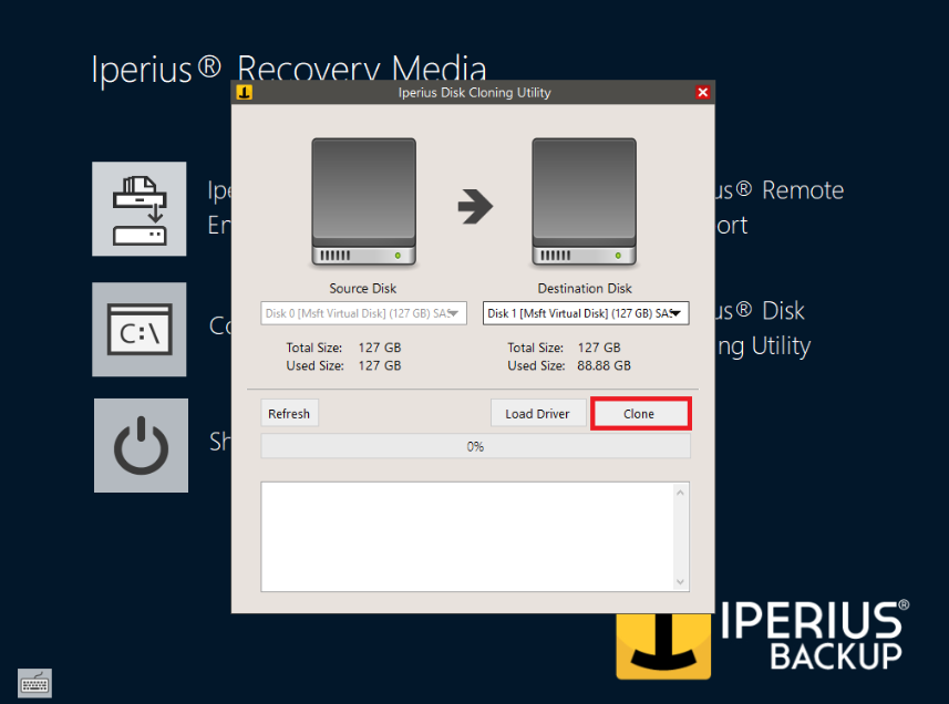 Iperius Backup screenshot - Top 10 beste software voor het klonen van harde schijven van 2026