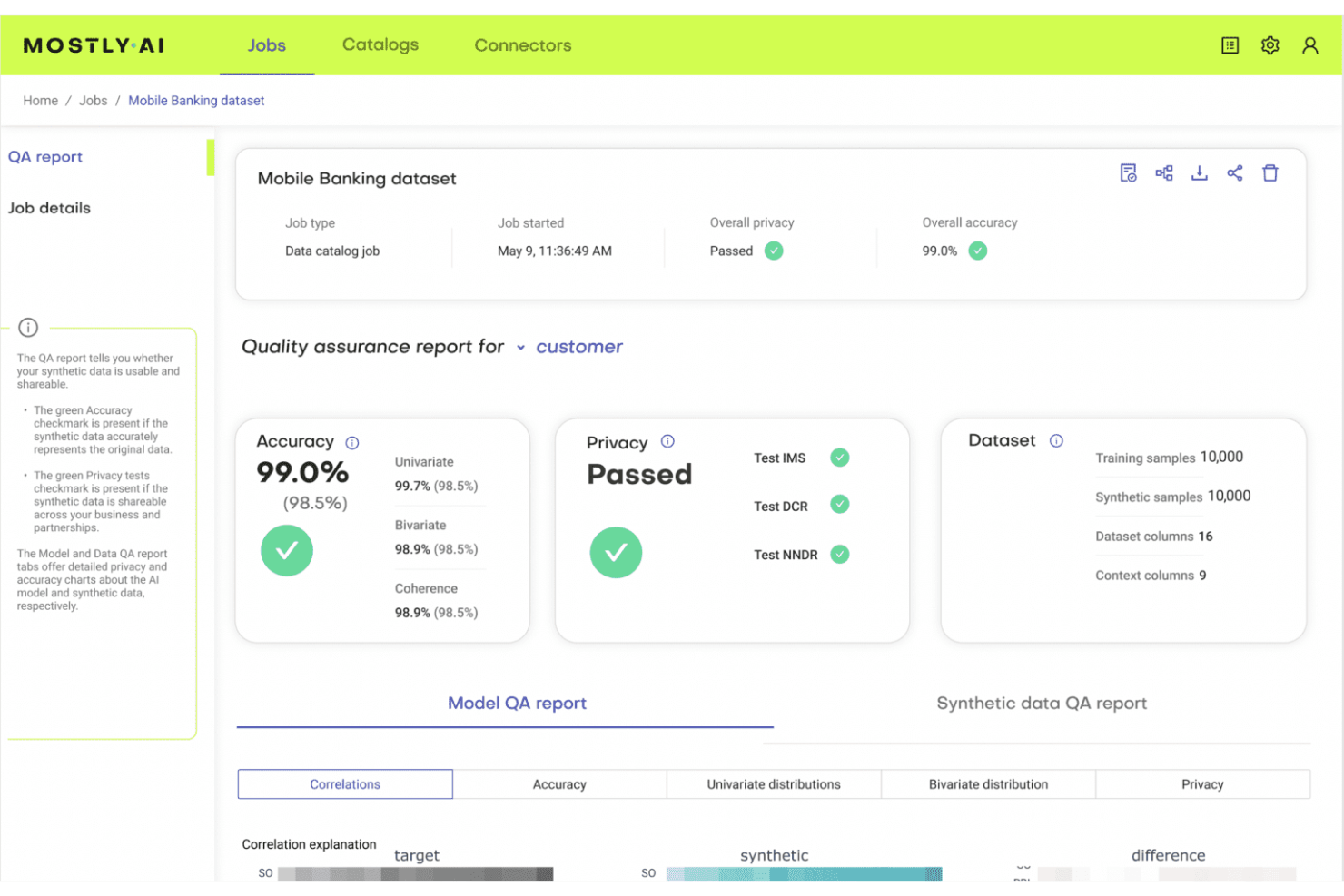 MOSTLY AI screenshot - 10 beste tools voor het genereren van synthetische data in 2026