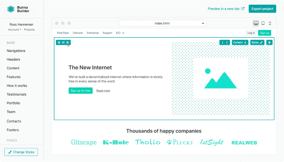 Bulma screenshot - 10 beste alternatieve tools voor Bootstrap voor webdesign in 2026