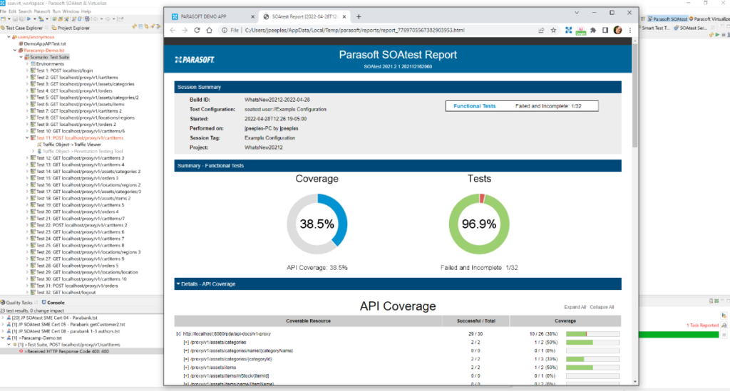 Parasoft SOAtest screenshot - 10 beste API-beveiligingstools: complete gids 2026