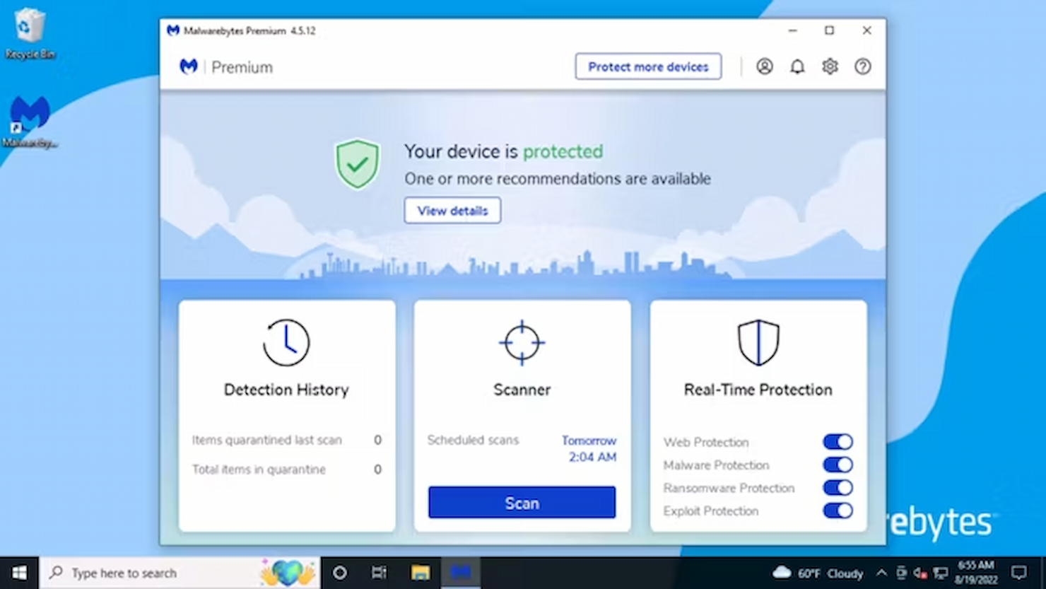 Malwarebytes screenshot - 10 beste antivirussoftware van 2026
