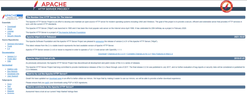 Apache HTTP Server screenshot - 10 beste webserversoftwarekeuzes van 2026