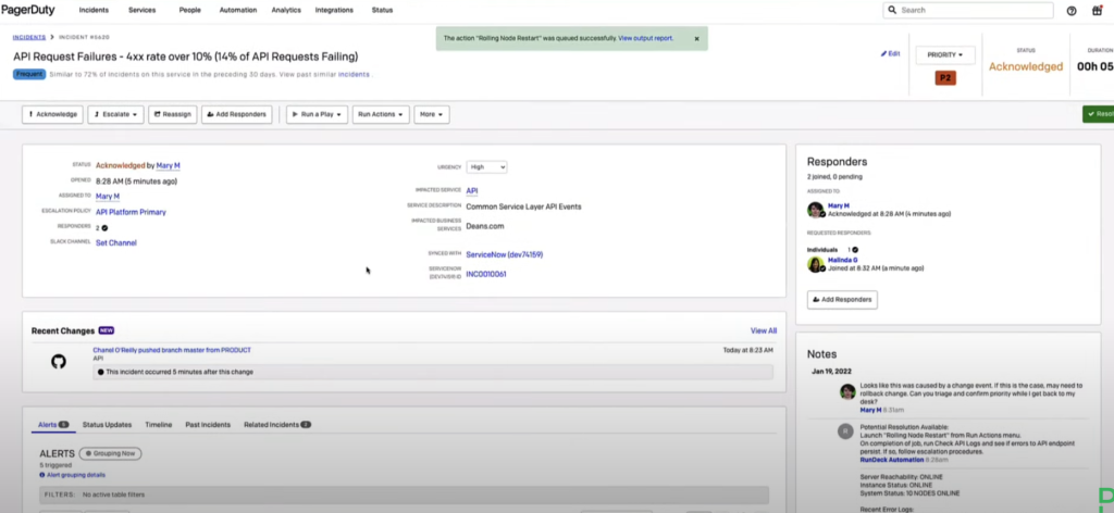 PagerDuty screenshot - 10 beste DevOps-monitoringtools beoordeeld voor 2026