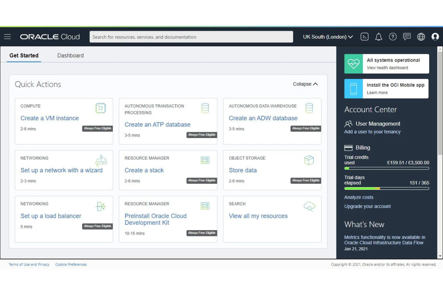 Oracle screenshot - 10 Beste privécloud-aanbieders voor veilige bedrijven 2026