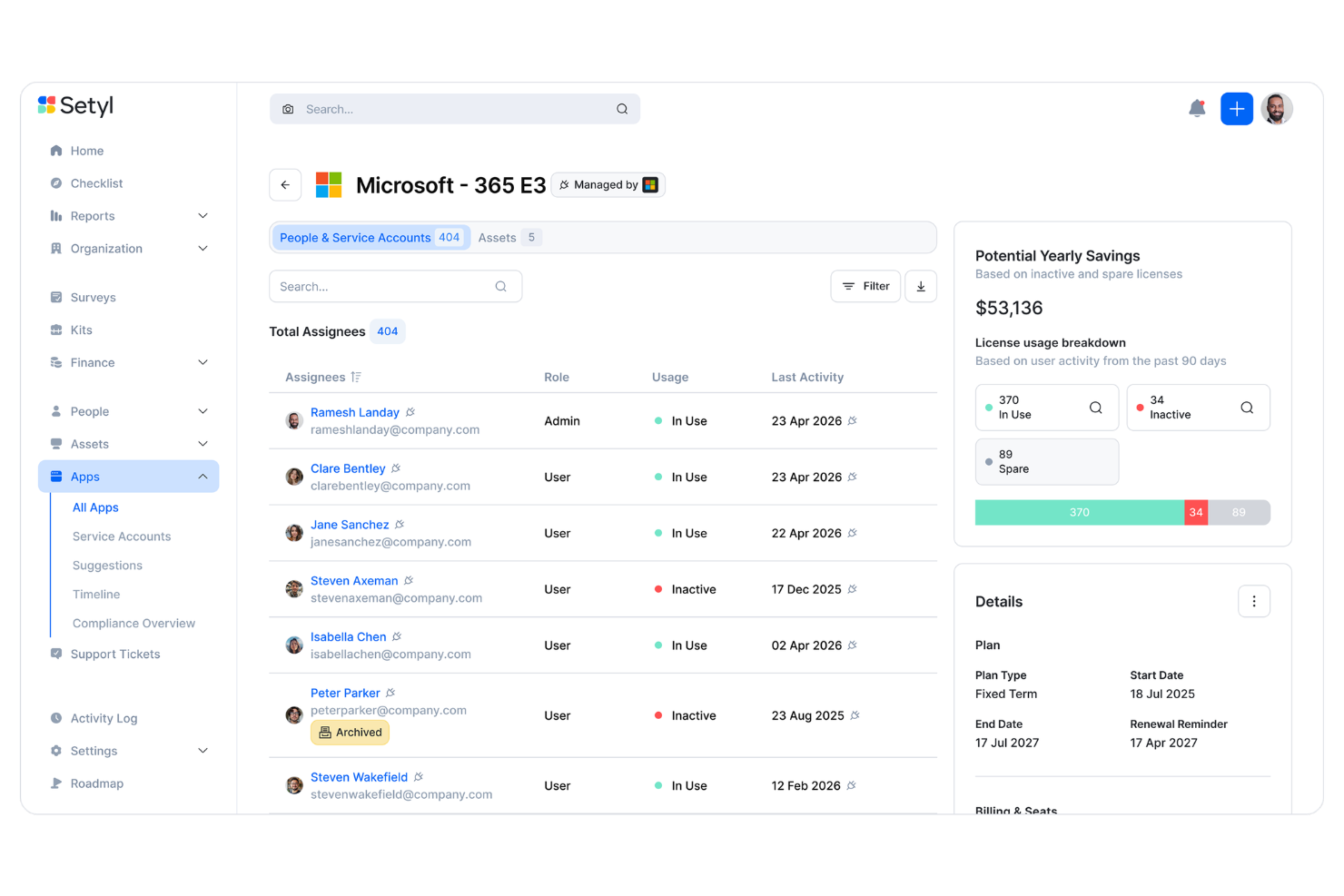 Setyl screenshot - 10 beste software voor licentiebeheer beoordeeld in 2026