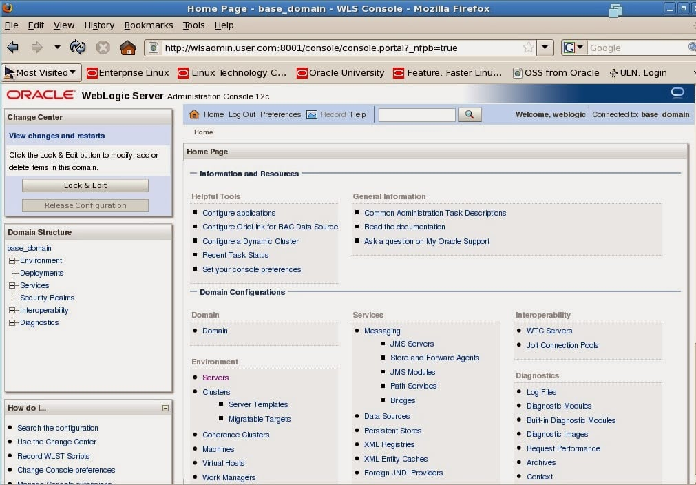 Oracle WebLogic Server screenshot - 10 beste webserversoftwarekeuzes van 2026