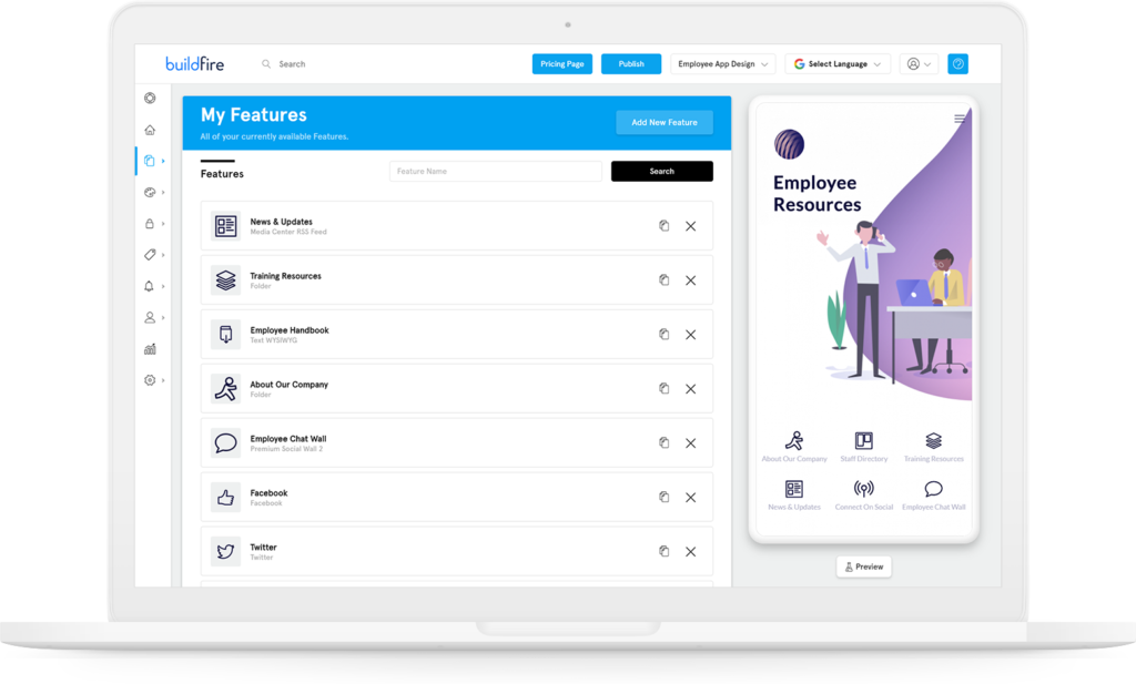 BuildFire screenshot - 10 beste appbouwers met slepen en neerzetten beoordeeld in 2026