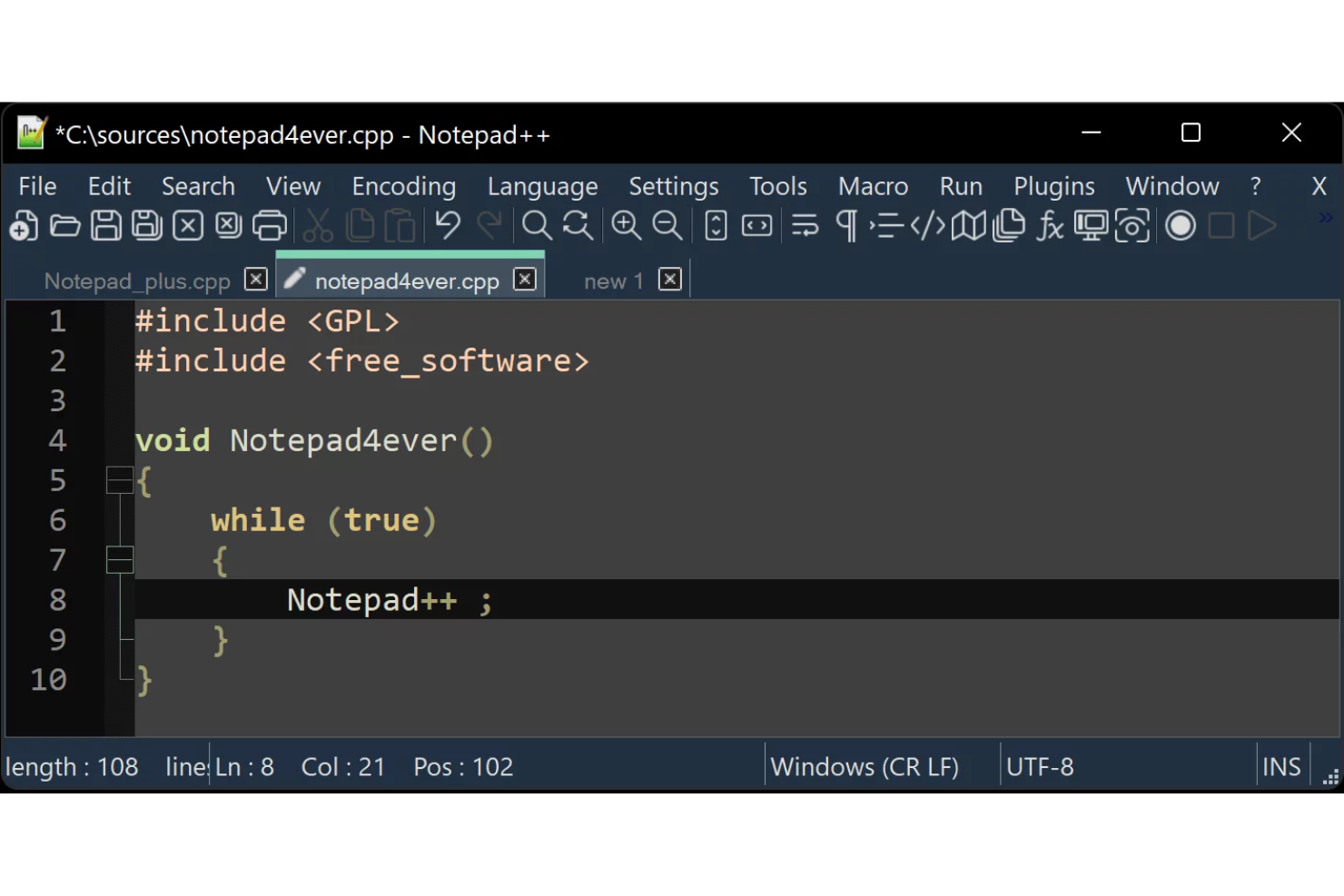 Notepad++ screenshot - 10 beste programmeersoftware voor Windows in 2026
