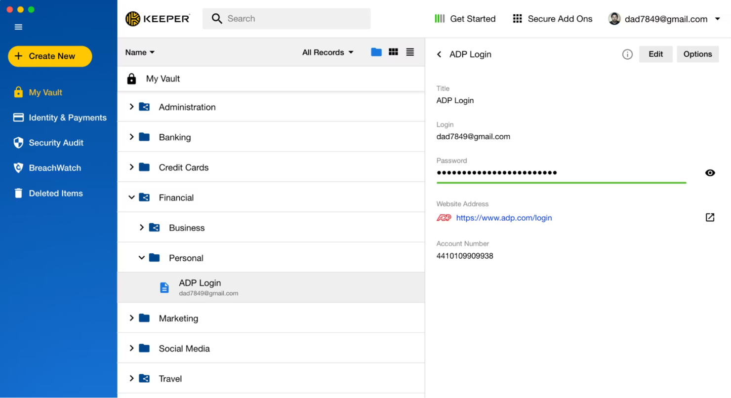 Keeper Security screenshot - 10 beste cyberbeveiligingstools voor ondernemingen beoordeeld in 2026