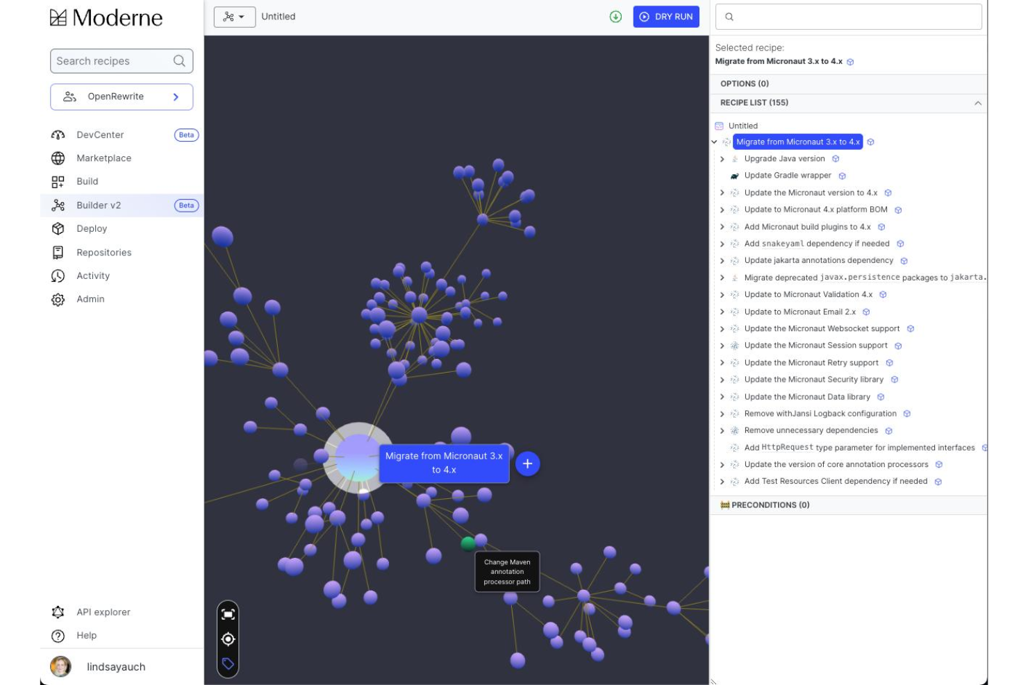 Moderne (OpenRewrite) screenshot - 10 beste tools voor codeherstructurering in 2026
