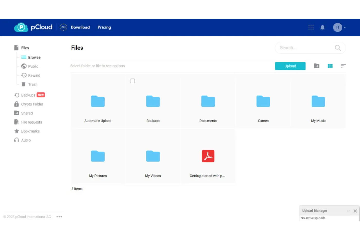 pCloud screenshot - 10 bästa alternativen till Google Drive 2026
