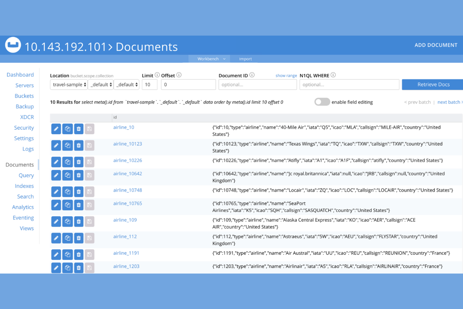 Couchbase screenshot - 10 alternativ till MongoDB Atlas att överväga 2026