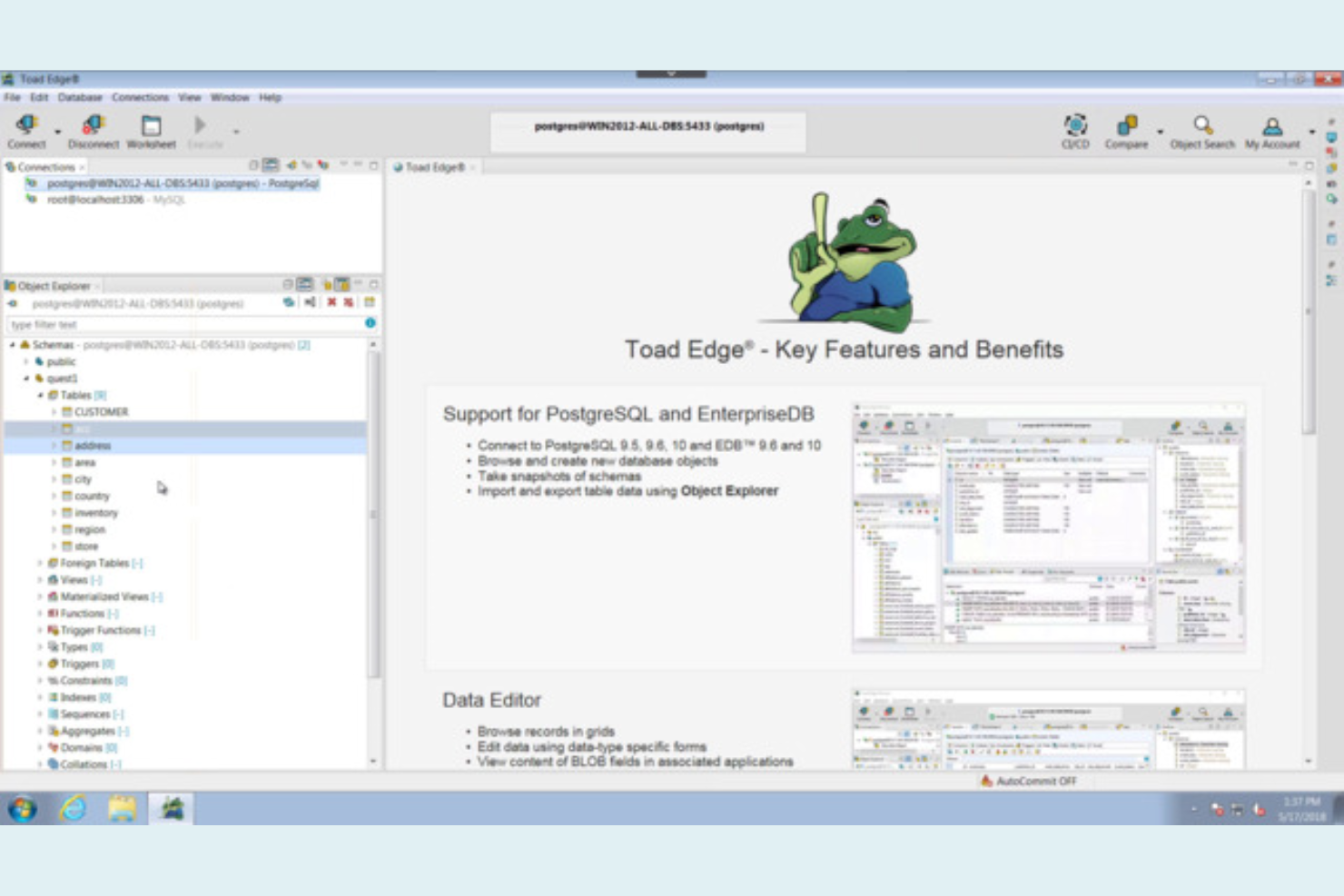 Toad Edge screenshot - 10 alternativ till MySQL Workbench för 2026