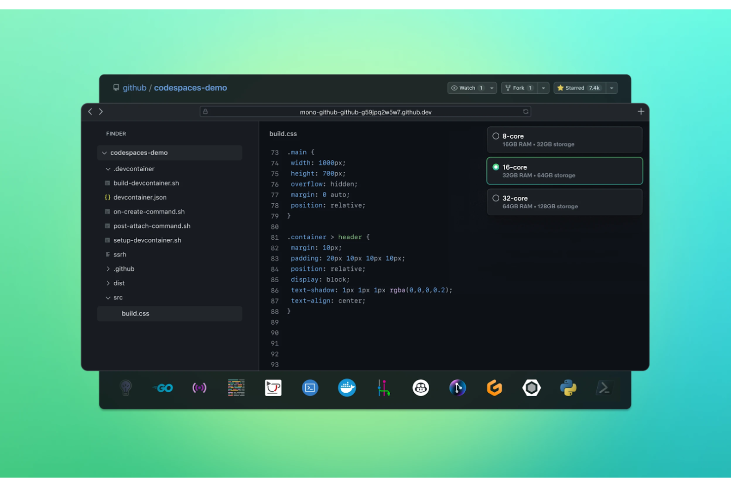 GitHub Codespaces screenshot - 10 bästa moln-IDE:erna recenserade 2026