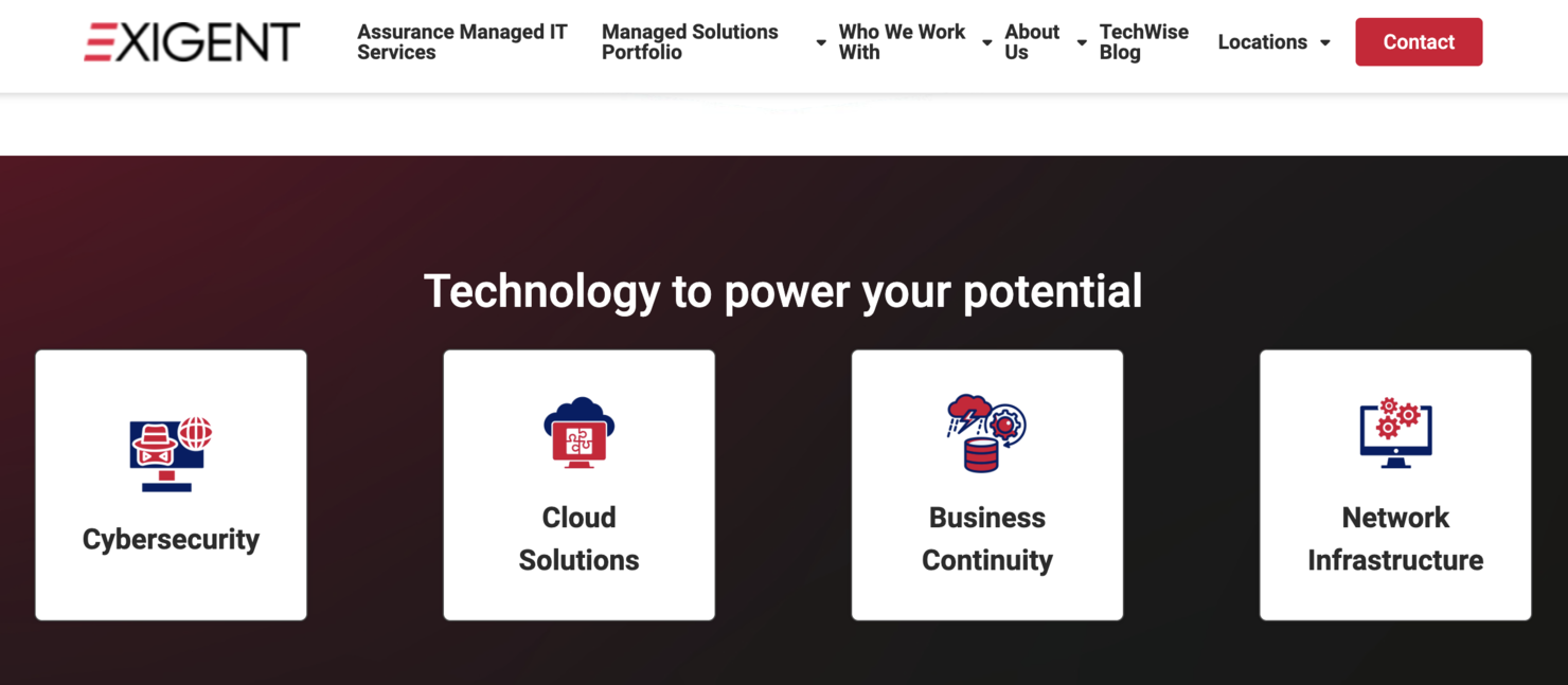 Exigent Technologies screenshot - 10 bästa leverantörerna av hanterade IT-tjänster i Los Angeles – granskade 2026