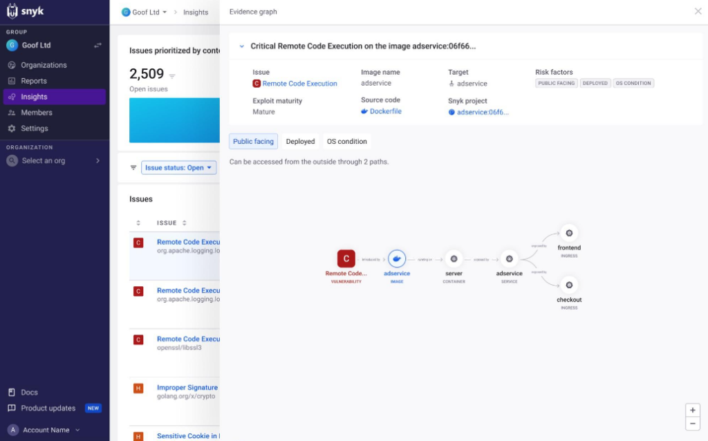 Snyk screenshot - 10 bästa verktygen för statisk applikationssäkerhetstestning 2026