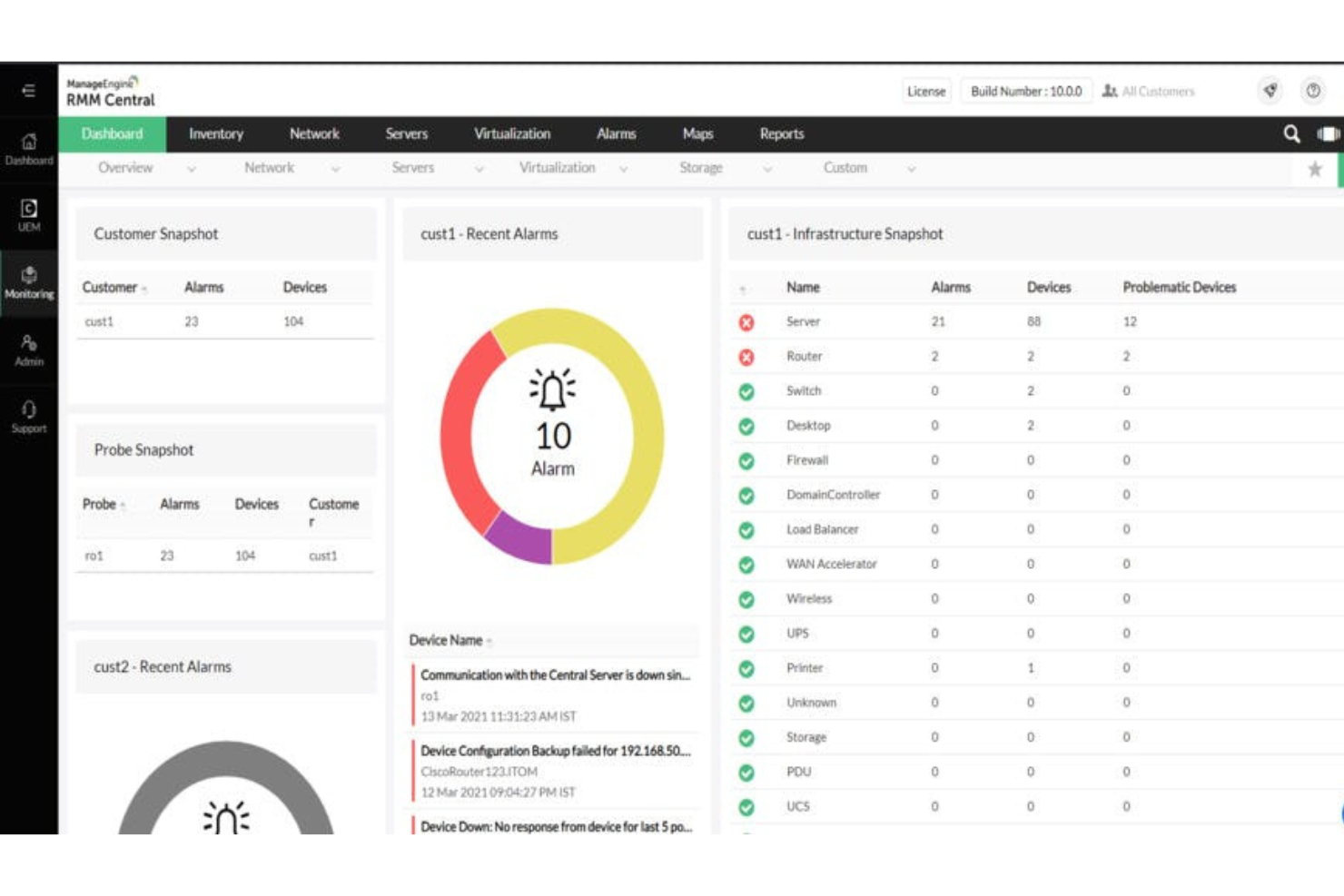ManageEngine RMM Central screenshot - 10 bästa programvarorna för IT-hantering granskade för 2026