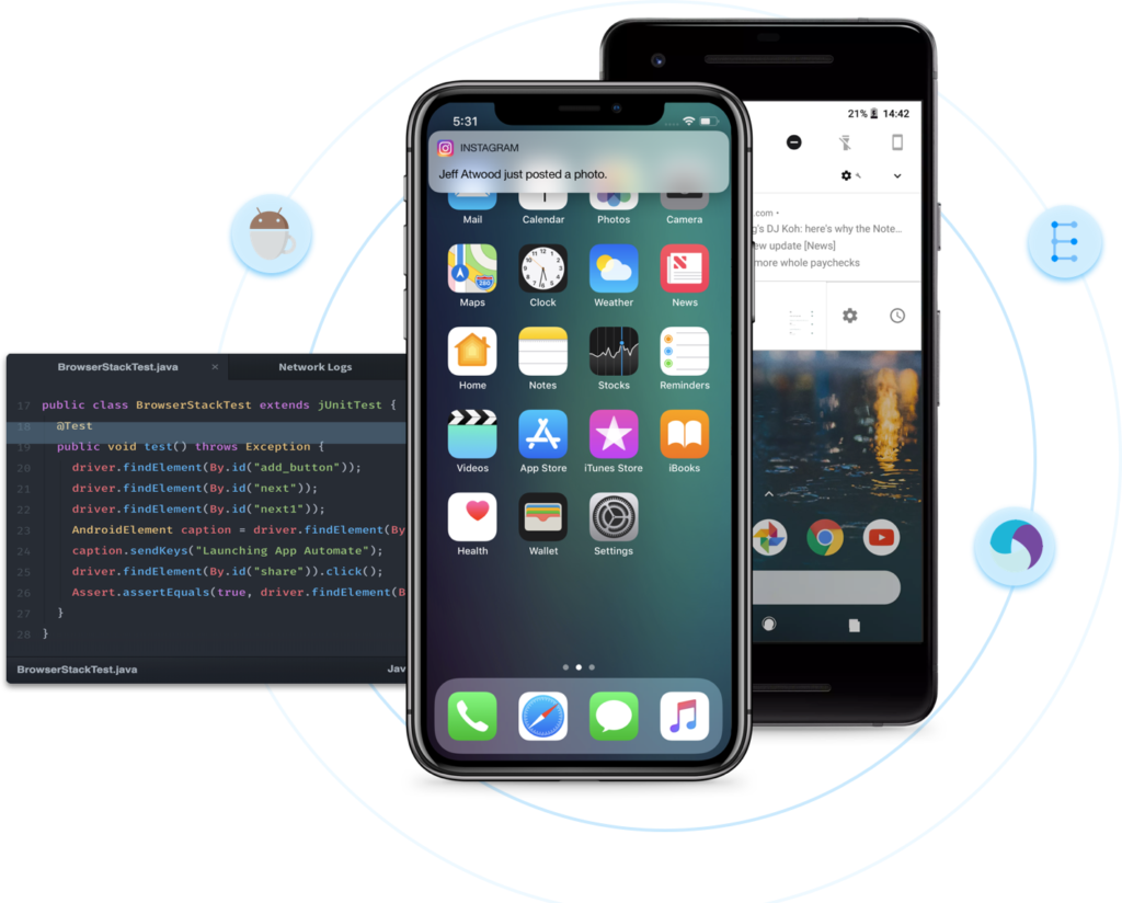 BrowserStack screenshot - 20 bästa verktygen för testning av mobilapplikationer 2026