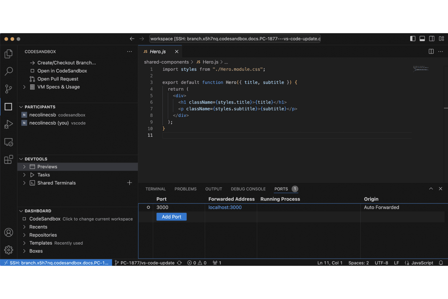 CodeSandbox screenshot - 10 beste Notepad++-alternatieven geselecteerd voor 2026