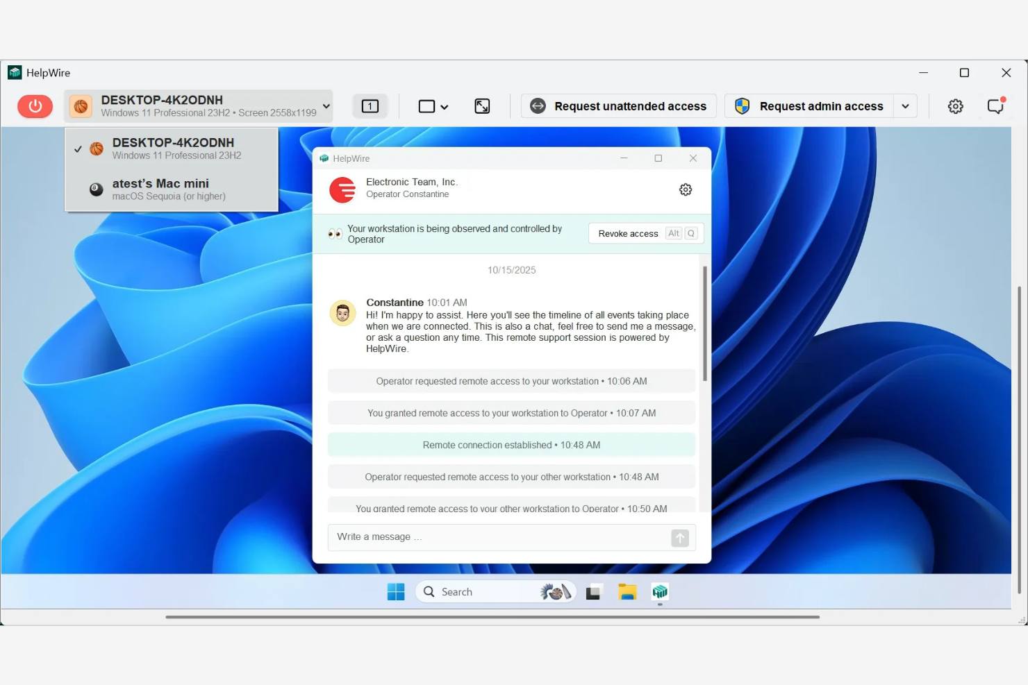 HelpWire screenshot - 10 alternativas a AnyDesk seleccionadas para 2026