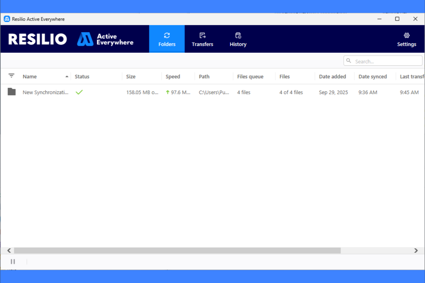 Resilio screenshot - 10 mejores alternativas a GoodSync en 2026