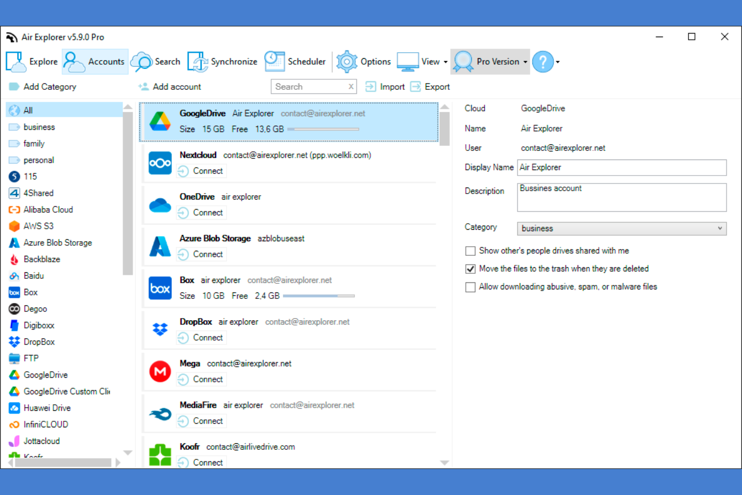 Air Explorer screenshot - 10 beste alternatieven voor GoodSync in 2026